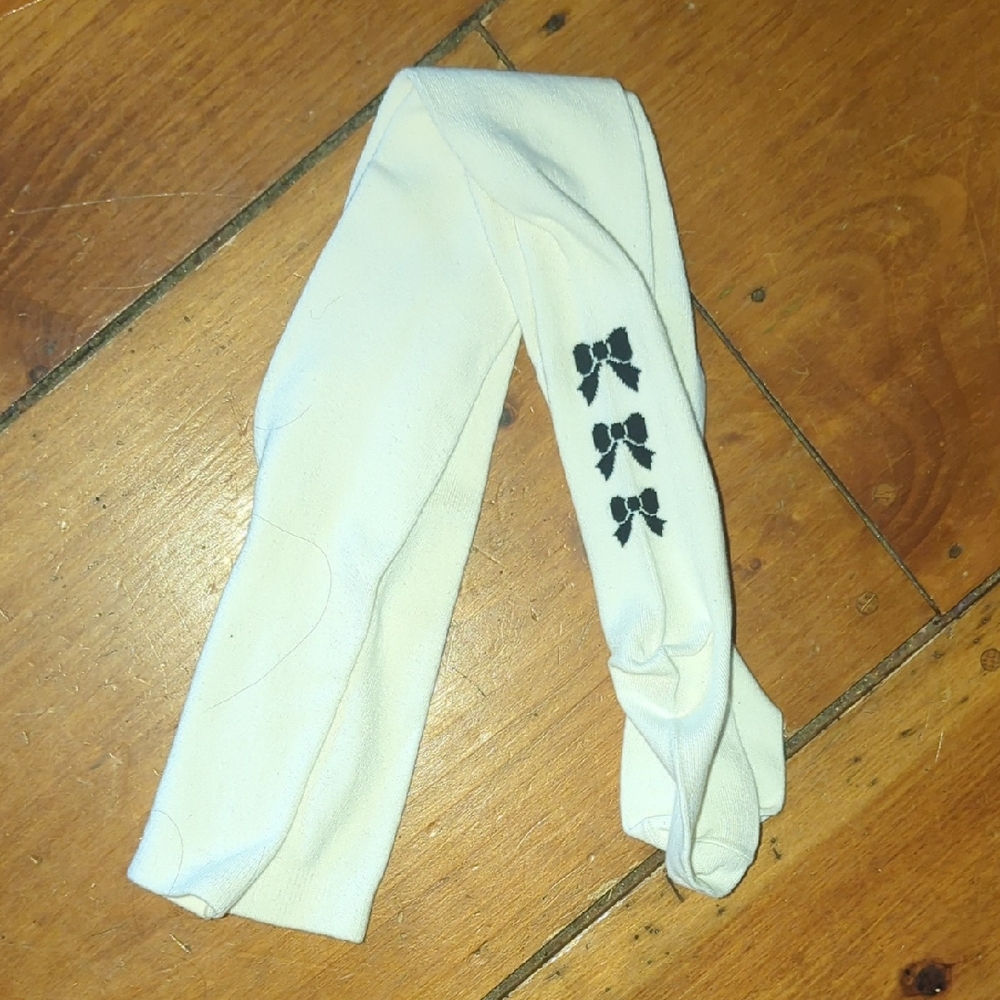NWOT Janie and Jack Cream Leggings Black Bows 6-8
